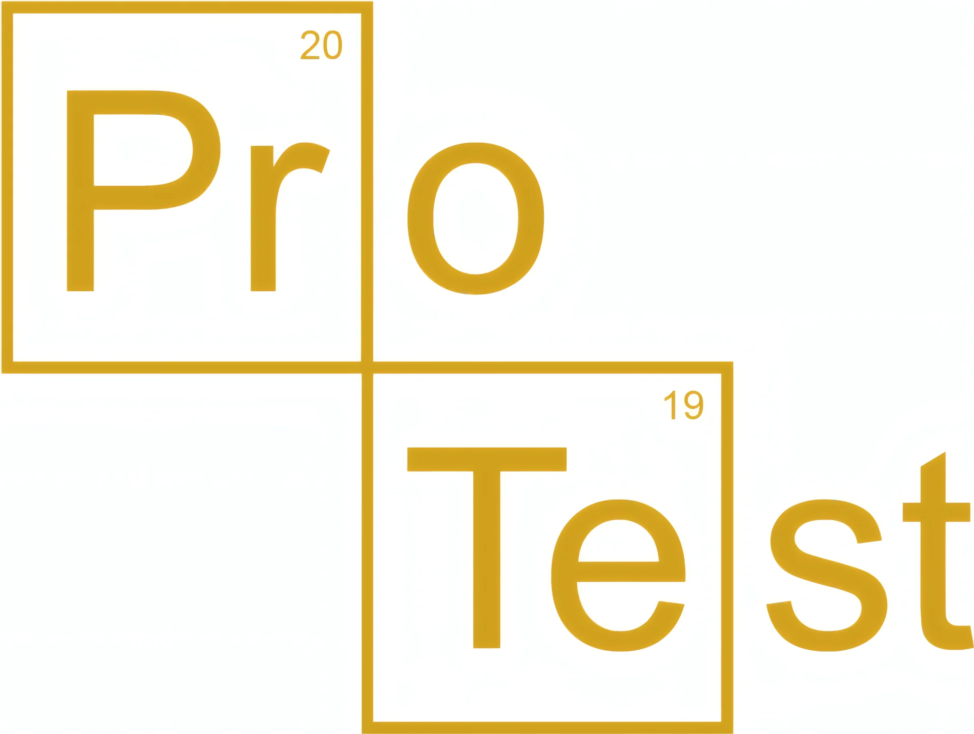 Logo PRO Test nawiązujące do układu okresowego