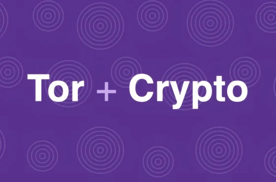Fioletowy baner Tor i krypto z koncentrycznymi pierścieniami dla stron onion PRO Test